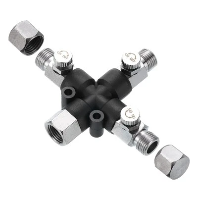 1/8" BSP 3 Way Air Brush Adapter Air Hose Splitter Manifold with Knob Valve - image 1 of 4