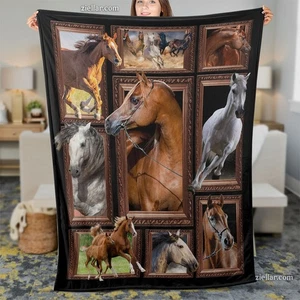 Manta polar collage para caballos, tiro de granja rural con caballos graneros - Imagen 1 de 4