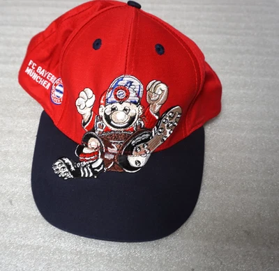 Vintage FC Bayern München FCB Schildmütze Cap Mütze mit Mascottchen (FC23-372) - Bild 1 von 3