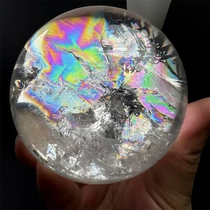 Bola arco iris cristal cuarzo transparente natural 580 g pieza de mano gema Reiki curación - Imagen 1 de 9