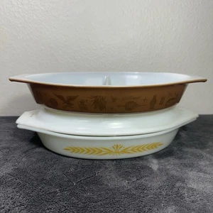 Vintage Pyrex Türkis Geteilt Oval Auflaufform Menge 2| 1 1/2 QT| #1 #2 - Bild 1 von 9