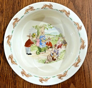 1988 Royal Doulton BUNNYKINS Schubkarrenrennen KINDERSCHALE Fine Bone China EXC - Bild 1 von 5