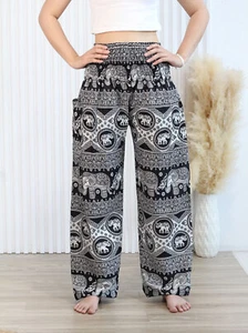 New Ladies Harem Pants Baggy Bohemian Boho Hippie Aladdin Yoga Genie Trousers HE - Picture 1 of 4