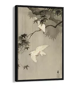 OHARA KOSON ""VÖGEL IM REGEN"" - FLOAT-EFFEKT GERAHMTER LEINWANDKUNSTDRUCK - Bild 1 von 12