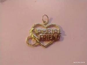 14K Tricolor Gold Special Friend Heart Charm Pendant - Picture 1 of 4