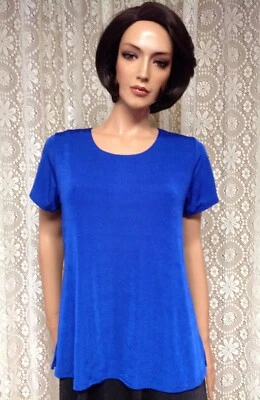 JOSTAR Poli Spandex Tejido Elástico MANGA CORTA CAMISETA TOP AZUL REAL VIAJE L Grande Foto 1 de 4