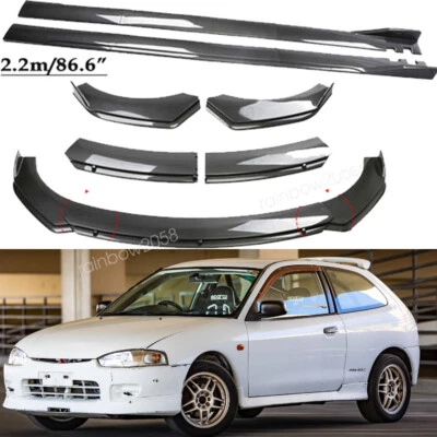 For Mitsubishi Mirage Lancer Front Bumper Lip Splitter Side Skirts Carbon Style - Image 1 of 4