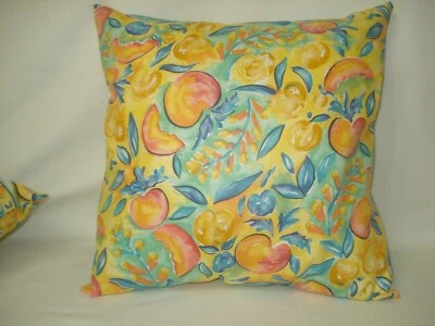 Peaches Fruit Toile Accent Decorative Throw Pillow Cover 14"x14"  - Image 1 of 4