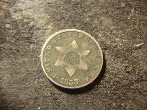 1853 Bold Full Date Three Cent Silver 3CS Coin Looks Nice RXR NHZ Cover