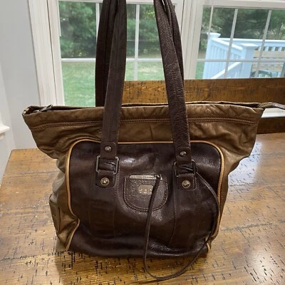 See By Chloe Brown Bronze Leather Handbag Zip Tote Silver Hardware Subtle - Image 1 of 4