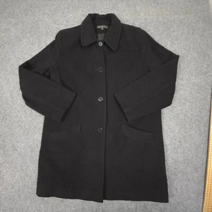 SANRO Jacket Womens 14 black Long Sleeve collared Parka cashmere wool Size 14 - Picture 1 of 8