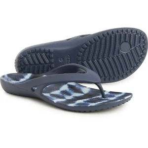 crocs kadee 2 seasonal graphic flip Women's size 4 Blue White Tie Dye New 206866 - Picture 1 of 2