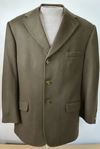 Bill Blass Sport Coat Mens Olive Green 100% Cashmere Jacket Blazer Size 42S FLAW - Picture 1 of 14