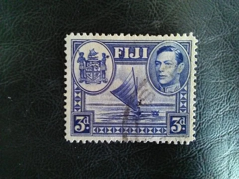 FIJI USED  STAMP  1938-55 KGV1  SAILING SHIP 3d BLUE SG257 Cover