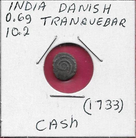 INDIA DANISH TRANQUEBAR CASH (1733) RULER CHRISTIAN VI,DANISH ROYAL COLONY,CROWN Cover