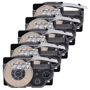 Cartucho de cinta transparente negro 5 piezas XR-18X para impresora de etiquetas Casio KL-120 EZ - Imagen 1 de 10