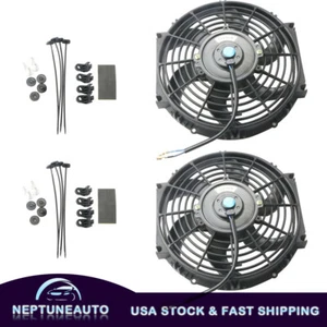 Box(2) 10" inch Universal Slim Cooling Fan Push/Pull Electric Radiator Mount Kit - Picture 1 of 5