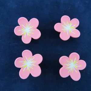 PINK FLOWERS Shoe Charms for Shoes Wristbands Set 4 Cherry Blossoms Kawaii Cute - Picture 1 of 6