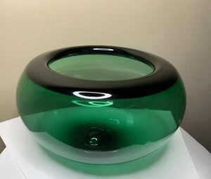 Vtg Royal Copenhagen Emerald Crystal Bowl Vase with Sticker Denmark - Picture 1 of 5