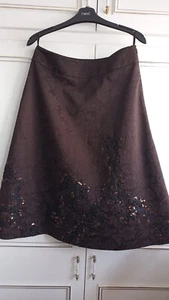 Coast Brown Bronze Sequin Embellished Floral Skirt Size 10 - Picture 1 of 13