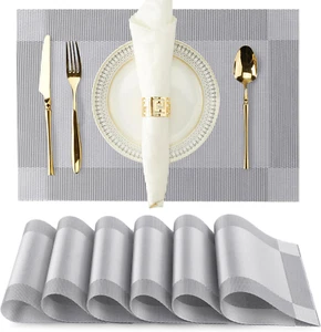 Champagne Placemats Set of 12-Durable PVC Vinyl Woven Washable Place Mats for Di - Picture 1 of 24