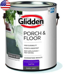 Porch Interior/ Exterior Paint Primer Dark Gray 1 Gallon Satin Color Retention - Picture 1 of 5