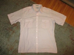 vtg 80s JOEL AVIATOR SHIRT Button Front Solid Pink Short Sleeve of California LG - Imagen 1 de 4