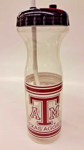 NCAA Texas A&M Aggies Sports Water Bottle & Straw, NEW Cover
