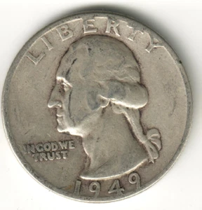 USA - 1949P - Washington ¼ $ - Silver Eagle - Rare, no mint mark - #16322RG - Picture 1 of 2