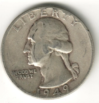 USA - 1949P - Washington ¼ $ - Silver Eagle - Rare, no mint mark - #16322RG - Image 1 of 2