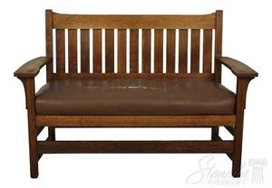F56918EC: Antique STICKLEY Attributed Mission Oak Settee Bench - Picture 1 of 12