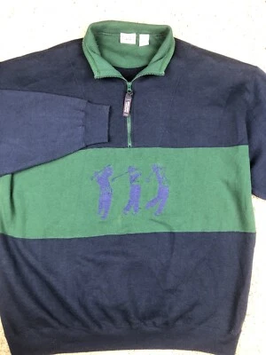 De colección Bugle Boy Company Talla XL Estampado de Golfista 1/4 Cremallera Años 90 Algodón Golf Foto 1 de 4