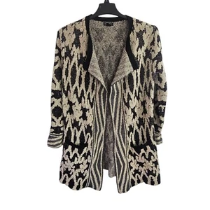 Lucky Brand Live In Love geometrische Strickjacke vorne offen Damen großer Pullover - Bild 1 von 8