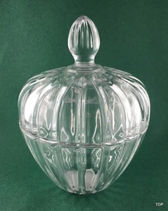 Bonbonglas Glasschale Zuckerdose mit Deckel Zuckerschale geriffelt Glasdose - Bild 1 von 3