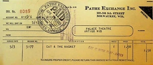 Pathe Exchange Invoice May 1 1925 Cat & The Magnet Silent Film - Foto 1 di 1