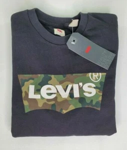 LEVI'S Men's Long-Sleeve Camo T Shirt Black Crewneck Sweater Pull Over Unisex - Picture 1 of 3