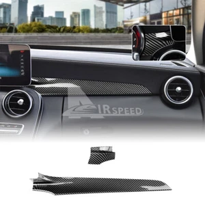 For Mercedes Benz C-Class 15-21 Carbon Fiber Middle Console Dashboard Strip Trim - Picture 1 of 8