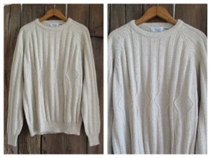 Vintage SEARS Mens Pullover Tan Sweater Large Long Sleeve The Men's Store - Picture 1 of 9