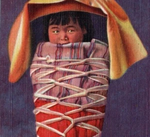 Navajo Indian Baby Cradleboard Cradle Swaddle Named Pretty Eyes Vintage Postcard - Picture 1 of 4