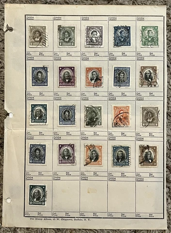 EARLY CHILE STAMPS LOT ON AUCTION PAGE WITH MANY HISTORICAL FIGURES Cover