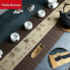 1 X Table Runner Tea Flag Tea Bamboo Table Mat of Tea Set Tea Ceremony Home New - Picture 1 of 8