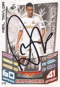 NEIL TAYLOR SIGNED SWANSEA 2012/2013 MATCH ATTAX TRADING CARD+COA - Picture 1 of 1