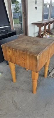 Mesa de bloque vintage Michigan Maple Block co Petosky Foto 1 de 4