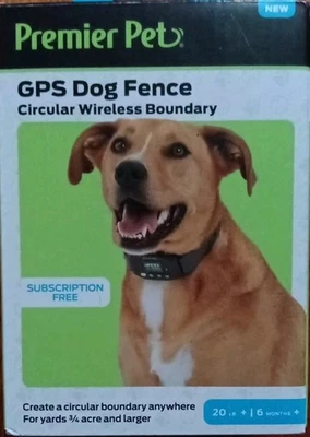 PREMIER PET GPS DOG FENCE CIRCULAR WIRELESS BOUNDARY DOG COLLAR! 20LBS+ 6 MONTH+