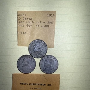 China 20 Cents Fat Man. 1914 Yuan Shih Kai 3 Rd Rare - Picture 1 of 13