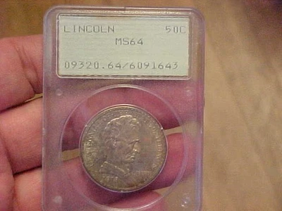 Medio dólar conmemorativo Lincoln Illinois 1918 raro sonajero OGH PCGS MS64 ORIG Foto 1 de 4