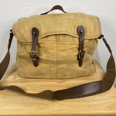 J.CREW Abingdon Bag Canvas Leather Messenger Cross Body Shoulder Distressed - Image 1 of 4