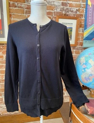 Joan Rivers 黑色纽扣前开衫毛衣双下摆细节新品 — 第 1/4 张图片