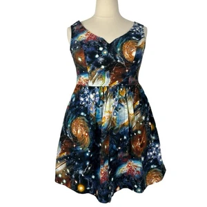 Fervour ModCloth Women 1X Galaxy Solar System Fit Flare Retro Pinup Artsy Boho - Bild 1 von 14