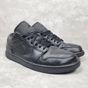 Nike Mens Size 12 Air Jordan 1 2022 Low Triple Black Shoes Sneakers Trainers - Picture 1 of 8
